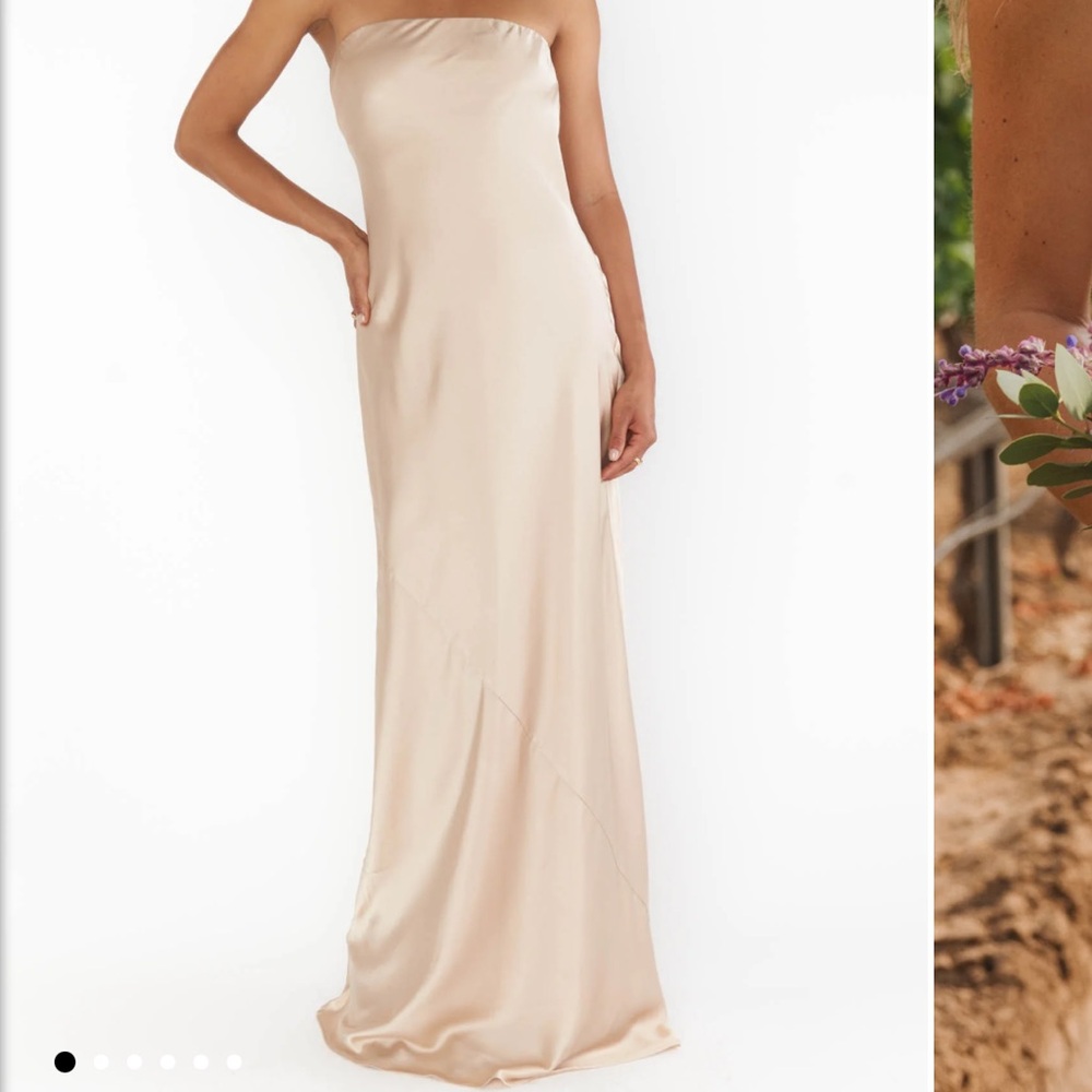 Show me your MuMu Tube Bridesmaid Dress- champagne color